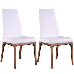 Modern Contour Back Upholstered Side Chair with Solid Wood Base - 2 Per Box