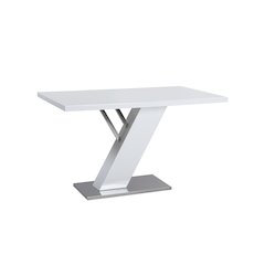 Contemporary Dining Table W/ White Gloss Top & Y-Shaped Pedestal