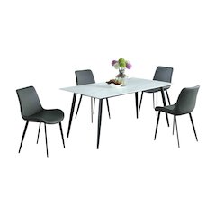 Contemporary Dining Set W/ Ceramic Top & 4 Chairs
