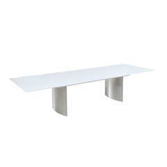 Contemporary White Gloss & Steel Dining Table