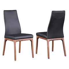 Modern Contour Back Upholstered Side Chair with Solid Wood Base - 2 Per Box