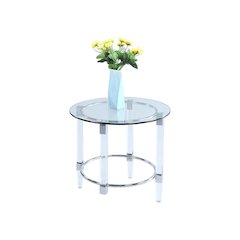 Contemporary Round Glass Top Lamp Table