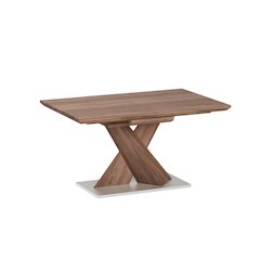 Modern Extendable Walnut Veneer Dining Table