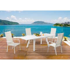 Contemporary Outdoor Uv Resistant Dining Set W/ Extendable Table & Hb Chairs