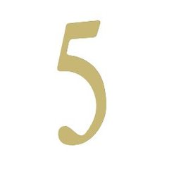 3 inch Brass Self Adhesive Address Number.  Number: 5