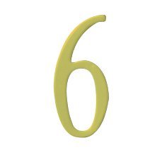 2 inch Brass Self Adhesive Address Number.  Number: 6