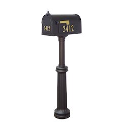 Curbside Mailbox with Front and Side Address Numbers and Bradford Mailbox Post