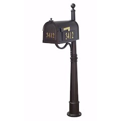 Curbside Mailbox with Front and Side Address Numbers and Ashland Mailbox Post