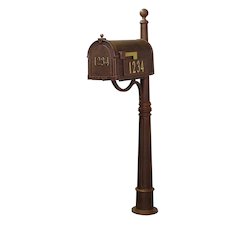 Curbside Mailbox with Front and Side Address Numbers and Ashland Mailbox Post