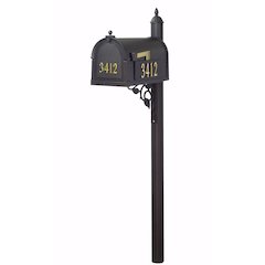 Curbside Mailbox with Front and Side Address Numbers and Albion Mailbox Post