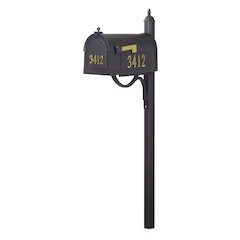Curbside Mailbox with Front and Side Address Numbers and Richland Mailbox Post