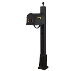 Curbside Mailbox with Front Numbers and Springfield Mailbox Post with Base