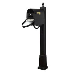 Berkshire Curbside Mailbox with Newspaper Tube, Locking Insert and Springfield Mailbox Post with Base