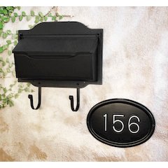 Horizontal Wall Mount Mailbox and Wall Mount Address Plaque - Times Font