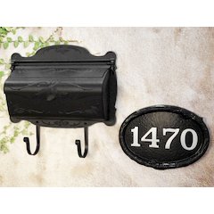 Floral Horizontal Wall Mount Mailbox and Floral Wall Mount Address Plaque