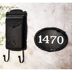 Flora Vertical Wall Mount Mailbox and Floral Wall Mount Address Plaque