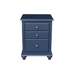 3-Drawer Nightstand, Modern Denim Blue Bedside Table with Tiered Storage