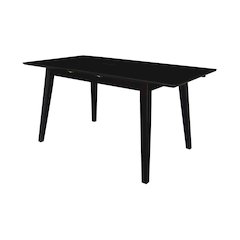 60" Butterfly Extension Dining Table, Black Contemporary Kitchen Table