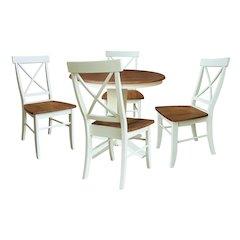 36" Solid Wood Round Top Pedestal Dining Table with 4 Chairs