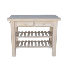 Unfinished Kitchen Island with Wipe-Clean Surface and Spacious Storage