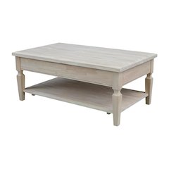 Unfinished Hardwood Coffee Table with Durable Build and Easy Care Instructions