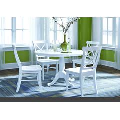 36" Round Extension Dining Table With 4 X-Back Chairs, White