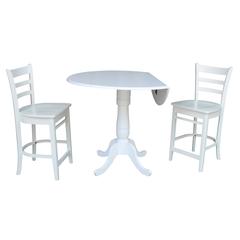 42 In Round Pedestal Gathering Height Table with 2 Counter Height Stools
