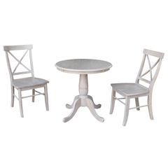 30" Round Top Pedestal Table - With 2 X-Back Chairs