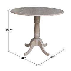 42" Round Dual Drop Leaf Pedestal Table - 35.5"H