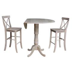 42" Round Pedestal Bar Height Table with 2 Bar Height Stools