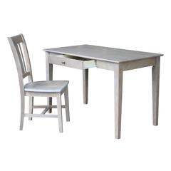 Desk With Drawer - Basic Size And Chair, Washed Gray Taupe