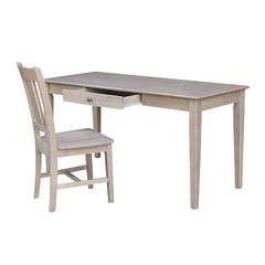 Desk With Drawer - Larger Size And Chair, Washed Gray Taupe