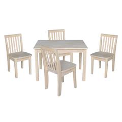 Table With 4 Mission Juvenile Chairs, Unfinished