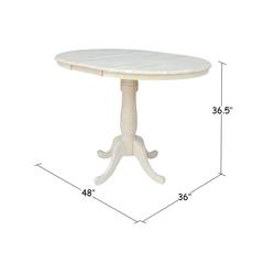 36" Round Top Pedestal Table With 12" Leaf - 34.9"H - Dining or Counter Height, Unfinished