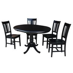 36" Round Extension Dining Table With 2 San Remo Chairs, Black