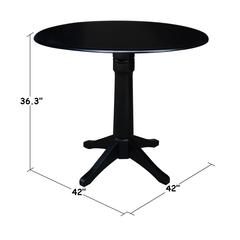 42" Round Dual Drop Leaf Pedestal Table,  36.3"H