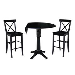 42" Round Pedestal Bar Height Table with 2 Bar Height Stools