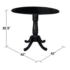 42" Round Dual Drop Leaf Pedestal Table,  35.5"H