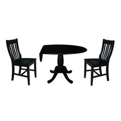 42" Round Top Pedestal Table with 2 Chairs