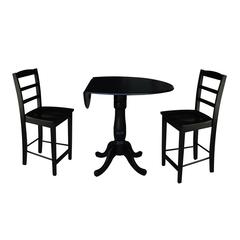 42" Round Pedestal Gathering Height Table with 2 Counter Height Stools