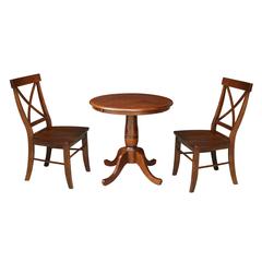 30" Round Top Pedestal Table With 2 Chairs