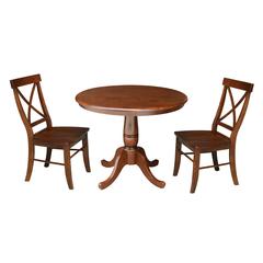 36" Round Top Pedestal Table With 2 Chairs