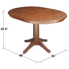 36" Round Top Pedestal Table With 12" Leaf - 28.9"H - Dining Height, Espresso