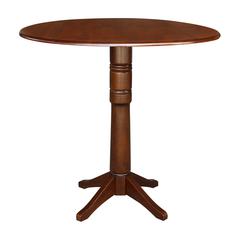 42" Round Dual Drop Leaf Pedestal Table - 42.3"H, Espresso