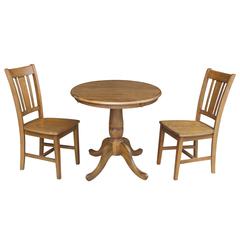 30" Round Pedestal Dining Table With 2 Chairs