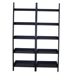 Lean To Shelf Units With 5 Shelves, Set of 2 Pieces, Black