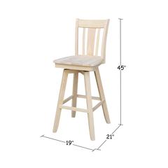 San Remo Bar height Stool - With Swivel And Auto Return -30." Seat Height, Unfinished