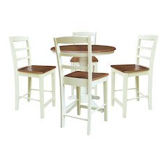 36" Round Pedestal Gathering Height Table With 4 Madrid Counter Height Stools