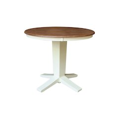 36" Solid Wood Round Top Pedestal Dining Table - 29.9" High