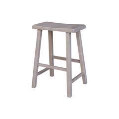 Saddle Seat Counter Height Stool in Washed Gray Taupe with 24 in. Seat Height